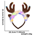 LED Christmas reindeer antler headband with colorful glowing feathers and bells - Brown Antler with Bells Style