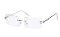 Frameless square glasses with transparent lenses and elegant silver metal temples - Silver Clear