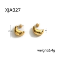Orecchini a cupola ricurva in acciaio dorato lucido, misura 21 mm e peso di 6,4 g - Oro 18K / Stile a Mezzaluna (XJA027)