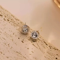 Elegant silver stud earrings with Roman numerals and centered sparkling crystal - 6mm Roman Numeral Stud (Single) / Steel