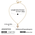 Collier croix en acier inoxydable doré avec zircons et détails de chaîne réglable - Doré