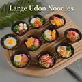 Miniatures réalistes de nouilles udon japonaises en PVC avec garnitures variées en bols - Diamètre du Bol 7cm / Grandes Nouilles Udon Sans Anneau Aléatoire