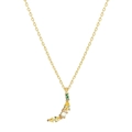 Detail of 18K gold chain necklace with colorful marquise-cut gemstone fruit pendant - Gold Banana Necklace