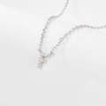 Elegant 925 sterling silver necklace with sparkling letter F pendant and zircon stones - F-Necklace-Silver