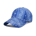 Navy blue baseball cap with white paisley print in a classic six-panel curved brim design - M (56-58cm) / Sapphire Blue