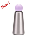 Borraccia termica in acciaio inossidabile grigio con tappo sferico viola unico - 500ml / Argento C