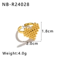 Detailed view of golden heart ring with dimensions 2.0x1.8cm and 4.0g weight specification - Beaded Heart Style (NB-R24028) / Gold