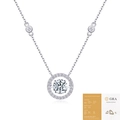 Silver round moissanite pendant necklace with side stones and GRA certificate - N13685 Round Frame 1ct / With GRA Certificate