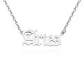 Polished silver stainless steel Aries zodiac necklace with vintage gothic letter pendant - Aries / Steel