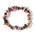 Bracciale elastico con pietre naturali di tormalina burattate in colori multicolore - Viola Verde Multicolore