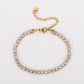 Verstellbares goldenes Edelstahl-Tennisarmband mit funkelnden Zirkonia-Steinen - 4mm 18+5cm / Gold