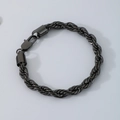 Bracelet chaîne torsadée en acier titane gris foncé avec fermoir mousqueton robuste - Bracelet 20cm / 7mm / Noir