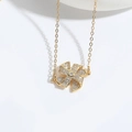 Gothic windmill pendant necklace in gold finish featuring sparkling zircon stones - Windmill / Gold