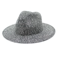 Salt and pepper woven Panama fedora hat for men and women with UV sun protection - M (56-58cm) / Black
