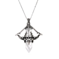 Vintage silver cupid's arrow necklace with white crystal pendant in gothic style - White (White Stone)