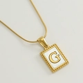 18K gold plated stainless steel snake chain necklace with mother of pearl letter G pendant - G (With Chain)