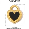Technical drawing of a gold heart padlock pendant with dimensions 18mm by 14mm - Gold Heart Black Enamel Style (YE693-2)
