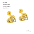 Sparkling 18k gold plated heart stud earrings with cubic zirconia for women - White Zirconia