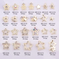 Hollow pentagram nail art alloy charms with rhinestones in various gold star designs - Hollow Pentagram Style (9150) / 7*7mm / Gold