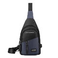 Men's casual crossbody chest bag in black and navy nylon with front zipper pocket - Style 1 / Dark Blue