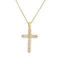 Lussuosa collana con ciondolo a croce in oro con cristalli micro-pavé e catena a scatola - Stile Croce Bianca (CN001611YH Bianco)