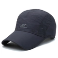 Dark grey quick-dry sports cap with breathable laser-cut side vents and logo detail - Dark Gray