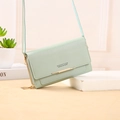 Elegant mint green crossbody wallet with litchi texture and gold bar detail - H016 Standard / Green