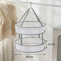 Double-tier breathable mesh drying rack with grey trim and 48cm diameter for delicate sweaters - Grey 48cm Double Layer