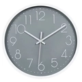 Modern 12-inch silent wall clock featuring a grey matte dial and white Arabic numerals - Gray Dial White Text White Frame