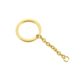 Dettaglio anello portachiavi in acciaio inox dorato da 30mm con catena per fai da te - Oro Lucidato a Specchio