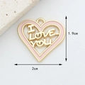 Detailed size view of a 2cm pink heart pendant with I Love You engraving - 5# Pink I Love You Heart