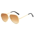 Classic gold aviator sunglasses with brown gradient lenses and double bridge design - C7-Gold Frame Brown Gradient