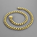 Collier gourmette dorée de 10mm en acier inoxydable avec fermoir circulaire poli - Or Fermoir Lisse (Bracelet 20cm)