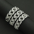 Zilveren cubaanse schakelarmband voor heren met glittereffect op zwarte standaard - Halsketting-45cm / Zilver