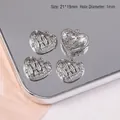 Detail of silver heart pendants with textured stripes and sparkling crystals, 21x19mm size - Grid Heart