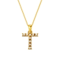 18K gold plated stainless steel letter T necklace with elegant inlaid white pearls - Letter T (S-P149-T)