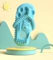 Blue slipper-shaped silicone dog chew toy with textured surface and piglet relief - Slipper Style / Sky Blue