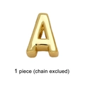 Polished gold initial A letter pendant charm for DIY jewelry, chain excluded - Letter A
