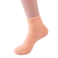 Soft coral fleece fuzzy slipper socks for women in candy color fluffy plush texture - Light Orange
