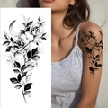Temporary sketch tattoo with rose, moon and stars applied on a woman's arm - Pattern BK-032