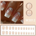 Sparkling pink gradient press-on nails with white glitter and square shape design - French Gradient Silver Glitter Nude Pink (W3012 Glue Style)