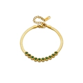 Bracciale a catena serpente in acciaio dorato con dieci pietre di zircone verde incastonate - Bracciale in Zirconia Verde Oro (N209)