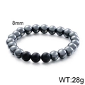 8mm bracelet with metallic hematite beads and matte black agate accents on elastic cord - Metallic Dark Gray/Matte Black (KB109672-Z) / 8mm