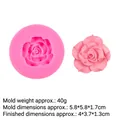 Pink silicone rose flower mold with a finished resin craft for candle and soap making - 3#15-211 Rose / Pink