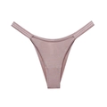 Ice silk low-rise V-shape panties in dusty rose with silver glitter double waistbands - M / Lotus root pink
