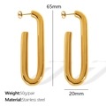 Exaggerated 18K gold plated long U-shaped stainless steel drop earrings for women - Gold (EH815)