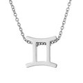 Collana minimalista in acciaio inossidabile argento con ciondolo simbolo dei Gemelli - Gemelli - Acciaio