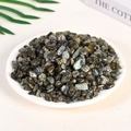 Polished natural labradorite crystals with blue shimmer in a white ceramic dish - Labradorite (7-9mm) 100g