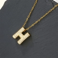 Luxurious gold-plated necklace with a sparkling cubic zirconia letter H pendant - Letter H (Pendant Only)