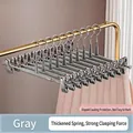 Grey non-slip metal pants hangers with rubber coating and strong spring clips - 5 Pieces / Gunmetal
